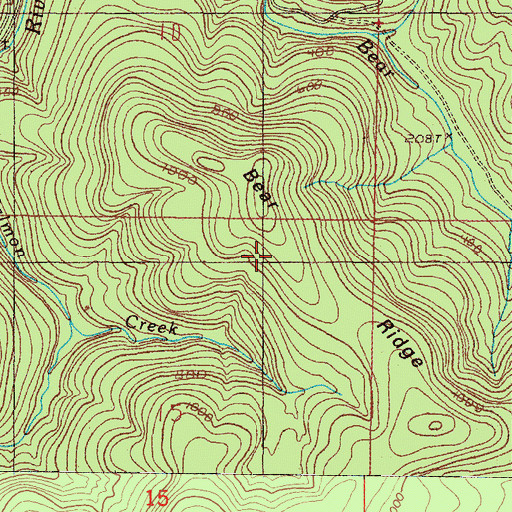 Topographic Map of Bear Ridge, OR