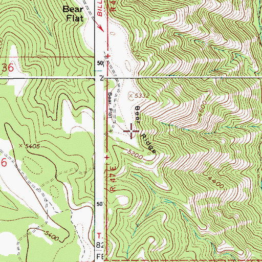 Topographic Map of Bear Ridge, OR