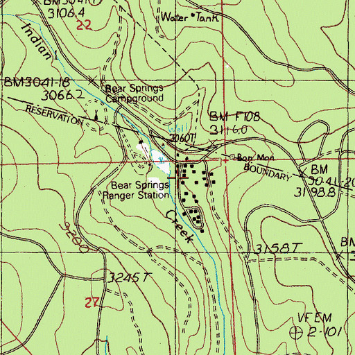Topographic Map of Bear Springs Ranger Station (historical), OR