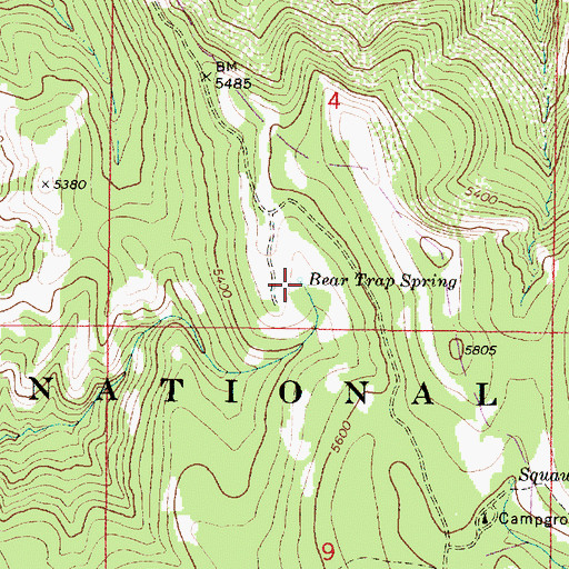 Topographic Map of Bear Trap Spring, OR