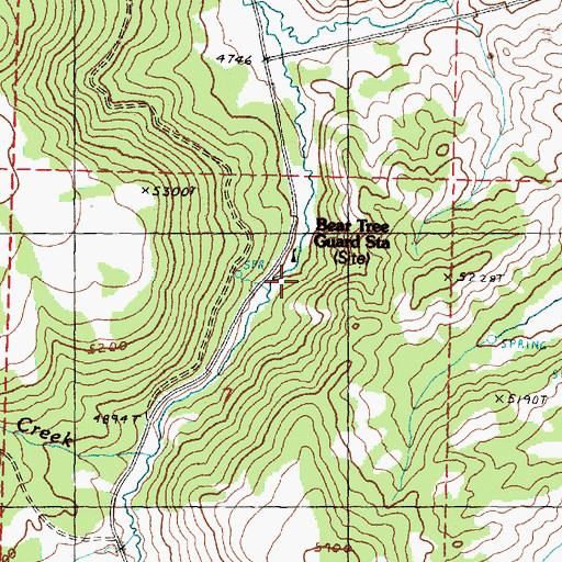 Topographic Map of Bear Tree Guard Station (historical), OR