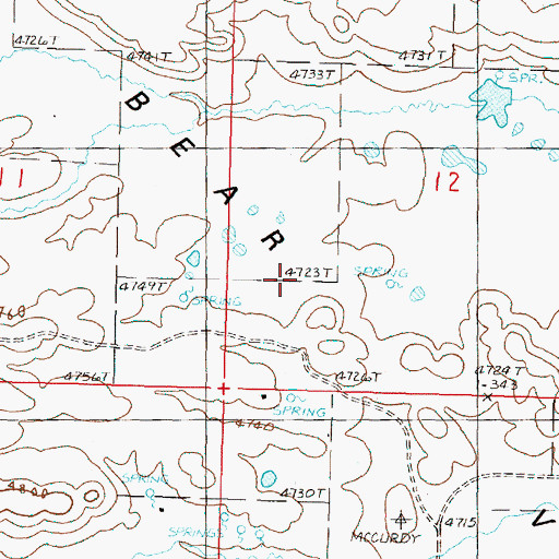 Topographic Map of Bear Valley, OR