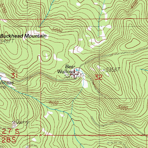 Topographic Map of Bear Wallow, OR