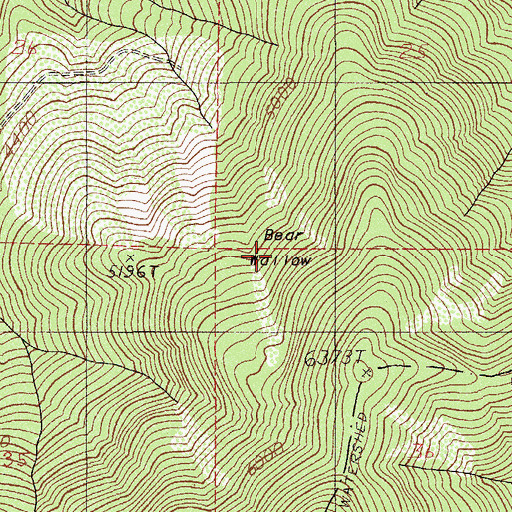 Topographic Map of Bear Wallow, OR