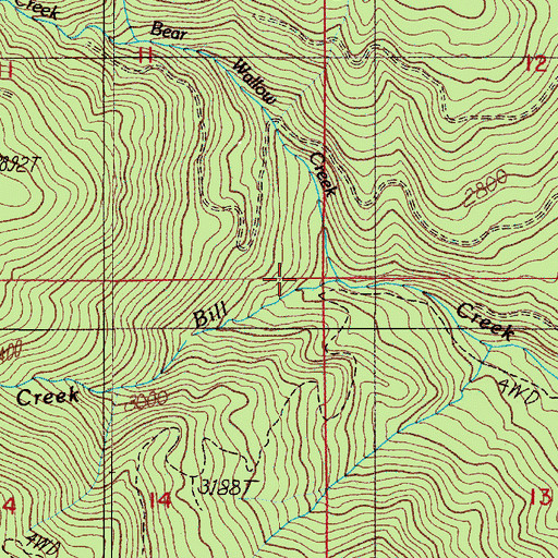 Topographic Map of Bear Wallow Creek, OR