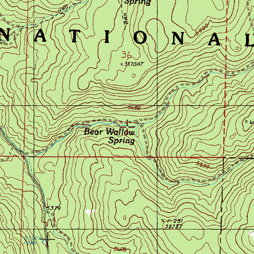 Topographic Map of Bear Wallow Spring, OR