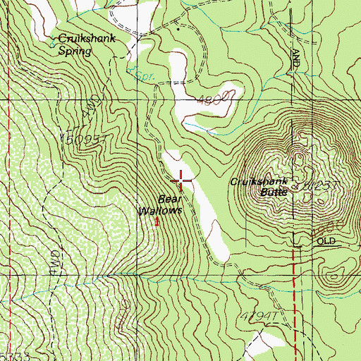 Topographic Map of Bear Wallows, OR