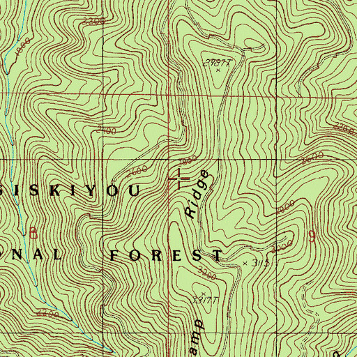 Topographic Map of Bearcamp Ridge, OR