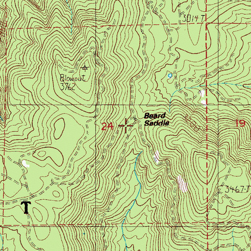 Topographic Map of Beard Saddle, OR