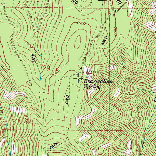 Topographic Map of Bearwallow Spring, OR