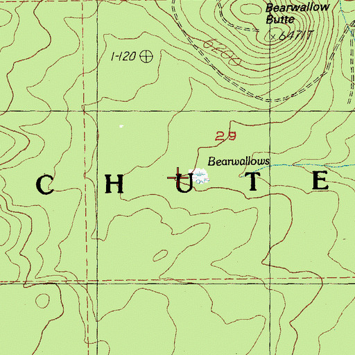 Topographic Map of Bearwallows, OR