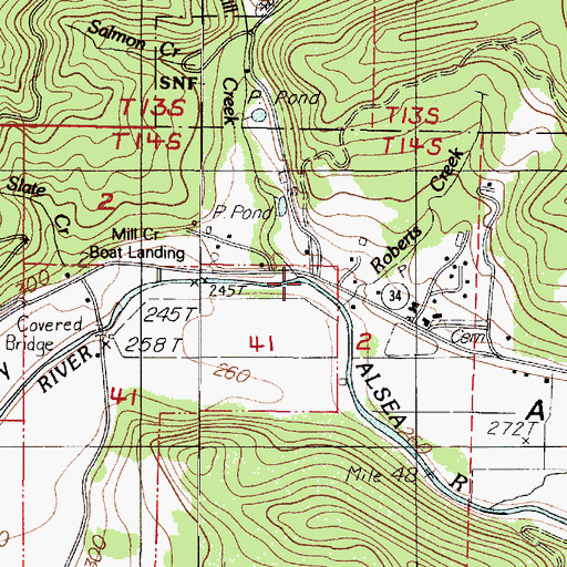 Topographic Map of Beaty Creek, OR