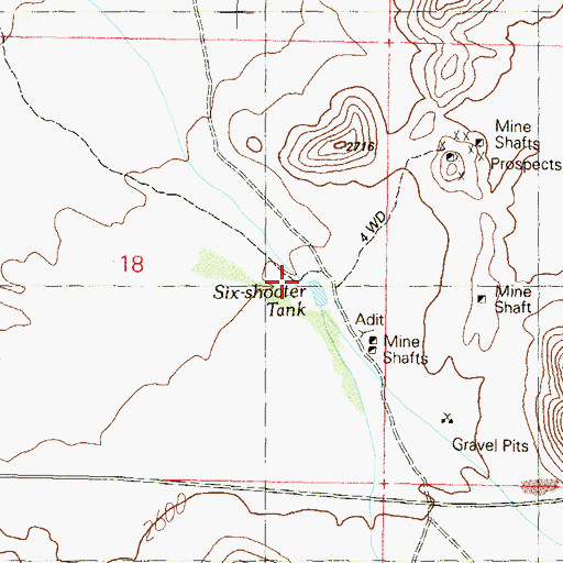 Topographic Map of Six-shooter Tank, AZ