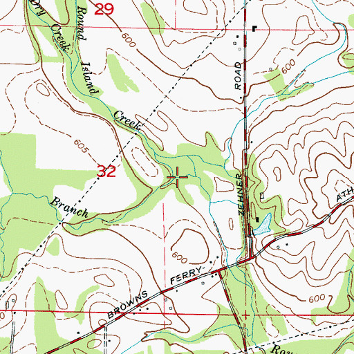 Topographic Map of Beckham Branch, AL