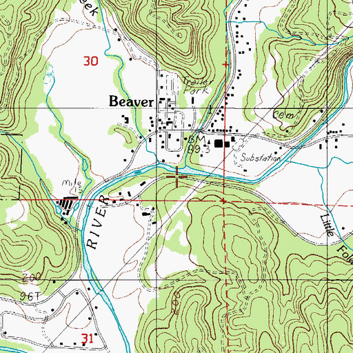 Topographic Map of Beaver Creek, OR