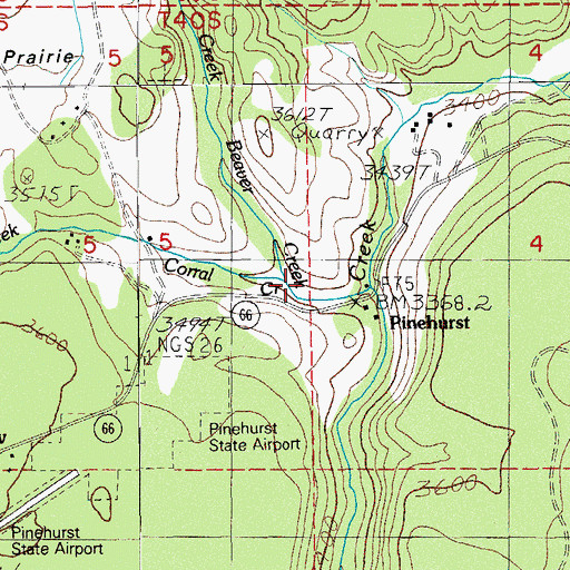 Topographic Map of Beaver Creek, OR