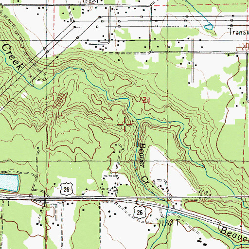 Topographic Map of Beaver Creek, OR