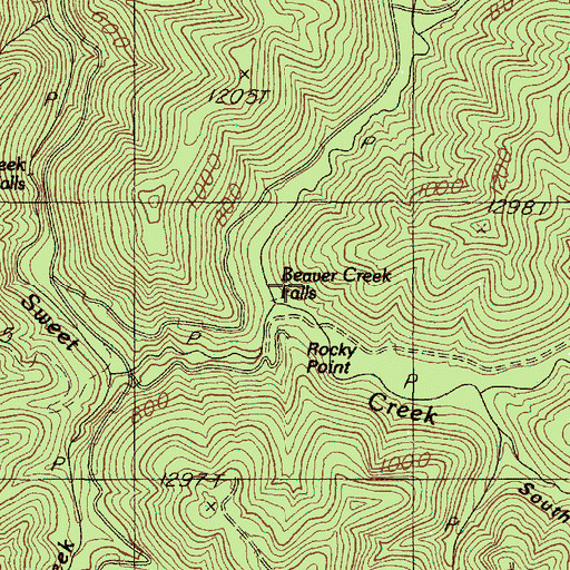 Topographic Map of Beaver Creek, OR