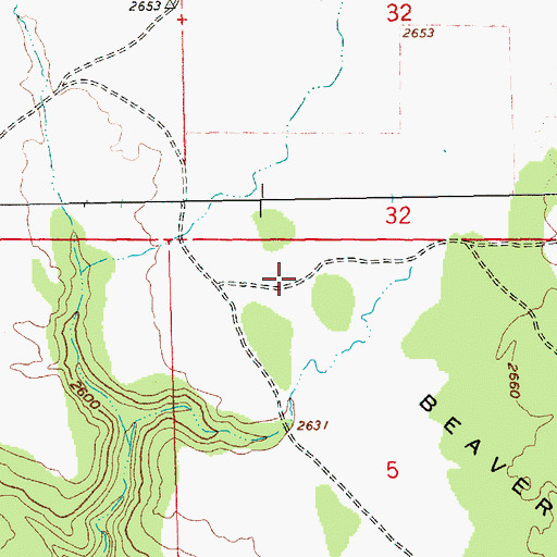 Topographic Map of Beaver Creek Prairie, OR