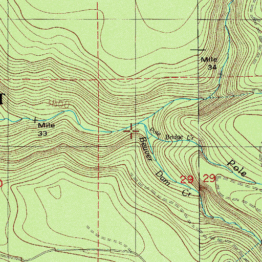 Topographic Map of Beaver Dam Creek, OR