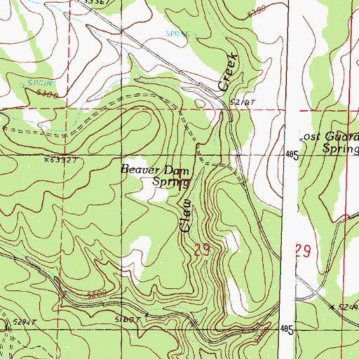 Topographic Map of Beaver Dam Spring, OR