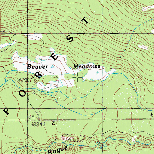 Topographic Map of Beaver Meadows, OR