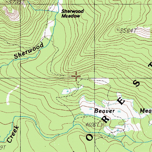 Topographic Map of Beaver Meadows Trail, OR
