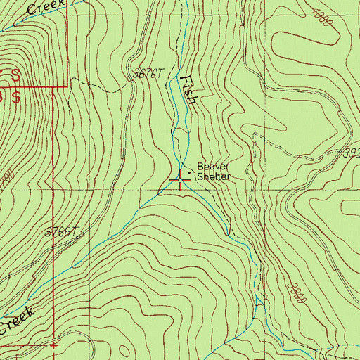 Topographic Map of Beaver Shelter, OR