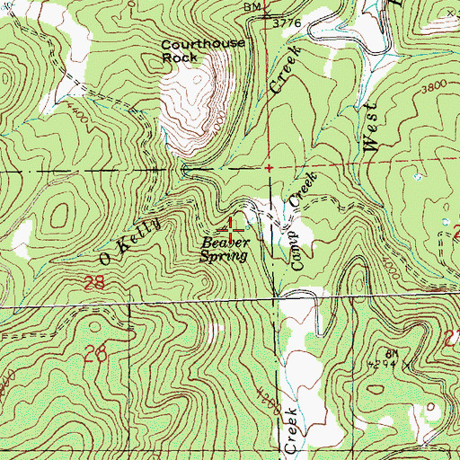 Topographic Map of Beaver Spring, OR