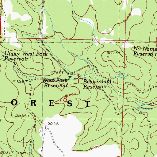 Topographic Map of Beaverdam Reservoir, OR