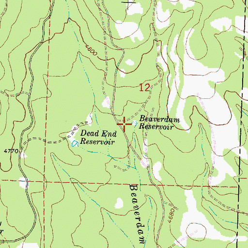 Topographic Map of Beaverdam Reservoir, OR
