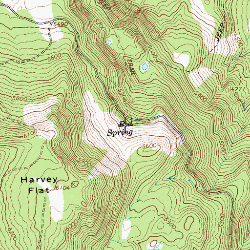 Topographic Map of Bed Spring, OR