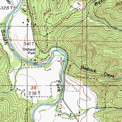 Topographic Map of Bedrock Creek, OR