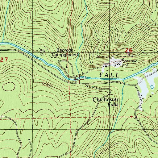 Topographic Map of Bedrock Creek, OR
