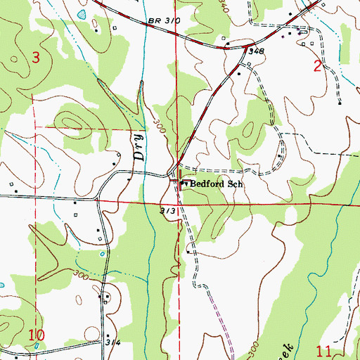Topographic Map of Bedford School, AL