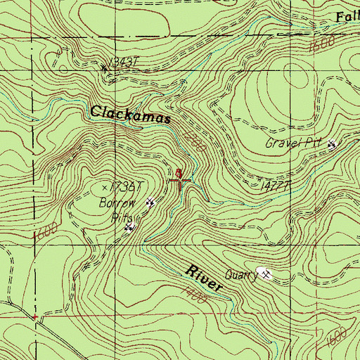 Topographic Map of Bee Creek, OR