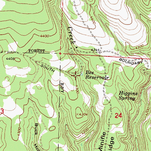 Topographic Map of Bee Reservoir, OR