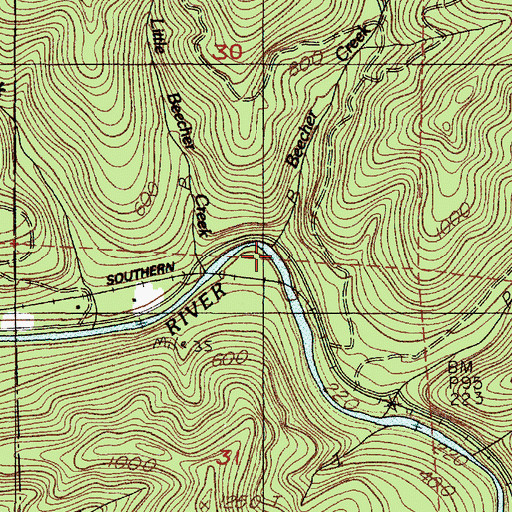 Topographic Map of Beecher Creek, OR