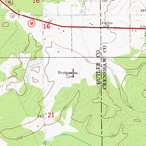 Topographic Map of Bedgood Cemetery, AL