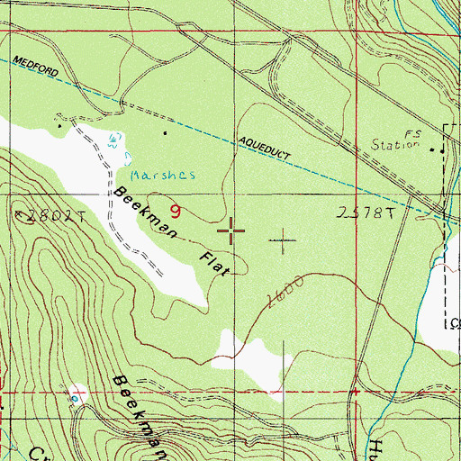 Topographic Map of Beekman Flat, OR