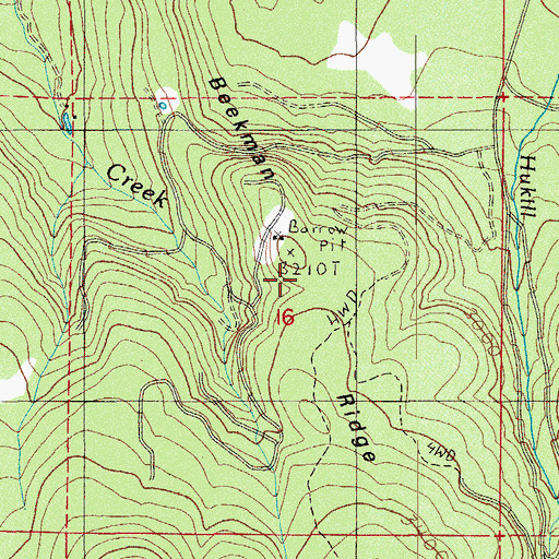 Topographic Map of Beekman Ridge, OR