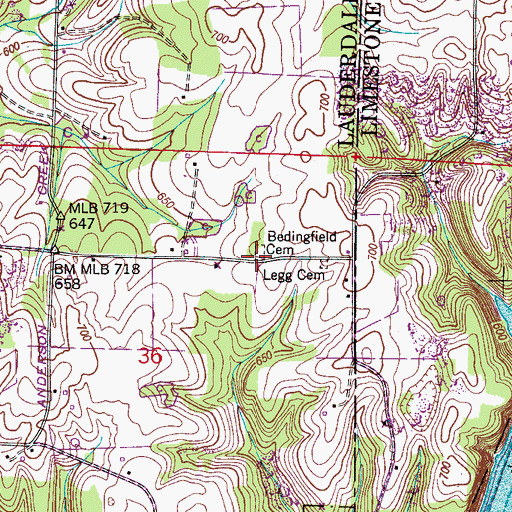 Topographic Map of Bedingfield Cemetery, AL