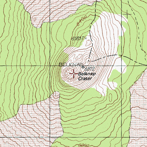 Topographic Map of Belknap Crater, OR