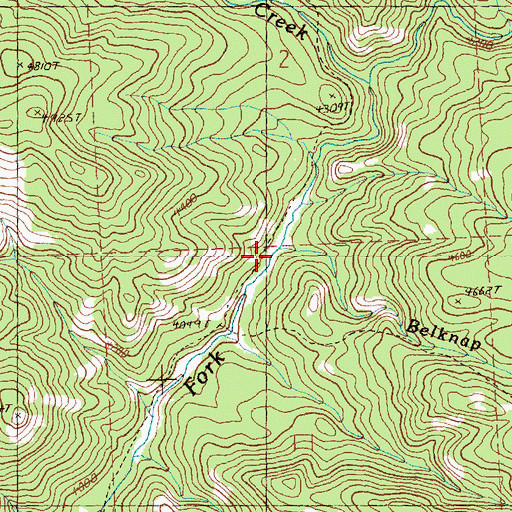 Topographic Map of Belknap Creek, OR