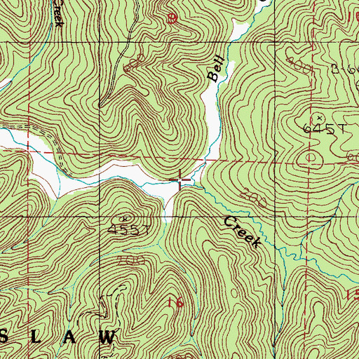 Topographic Map of Bell Creek, OR