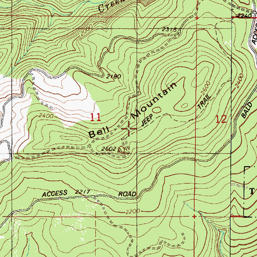 Topographic Map of Bell Mountain, OR