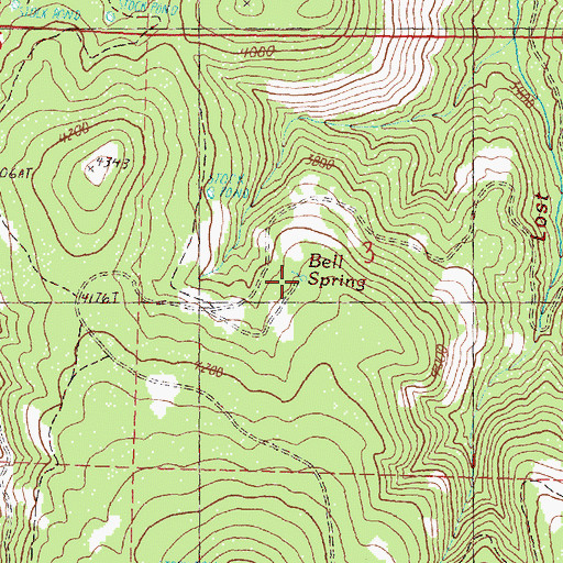 Topographic Map of Bell Spring, OR