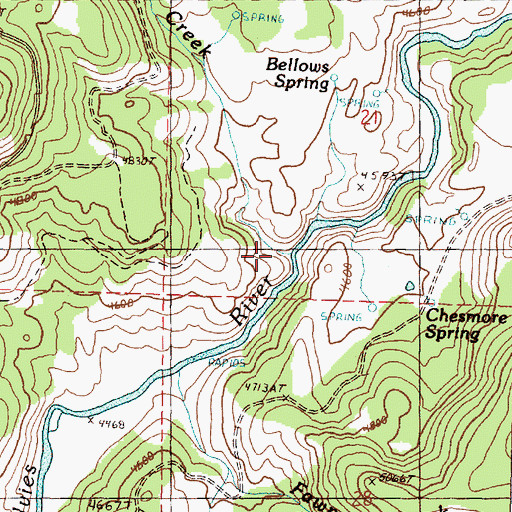 Topographic Map of Bellows Creek, OR