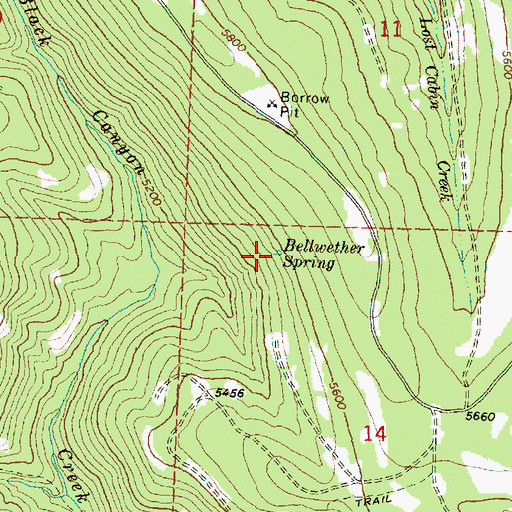Topographic Map of Bellwether Spring, OR