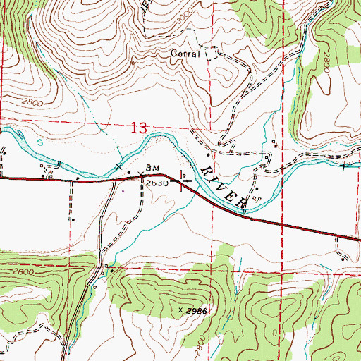 Topographic Map of Belshaw Creek, OR